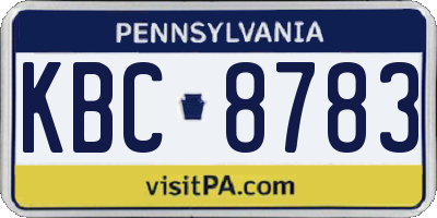 PA license plate KBC8783