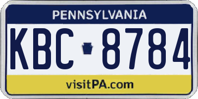 PA license plate KBC8784