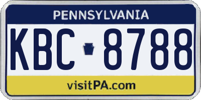 PA license plate KBC8788