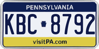 PA license plate KBC8792