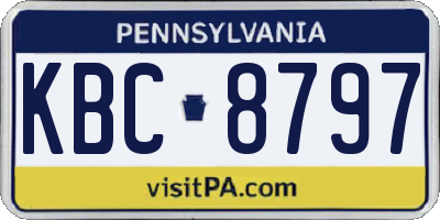 PA license plate KBC8797