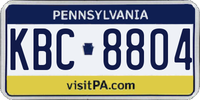 PA license plate KBC8804