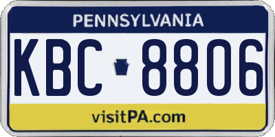 PA license plate KBC8806