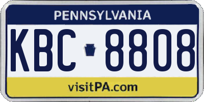 PA license plate KBC8808