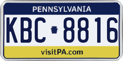 PA license plate KBC8816