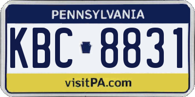 PA license plate KBC8831