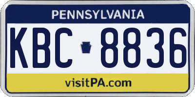 PA license plate KBC8836