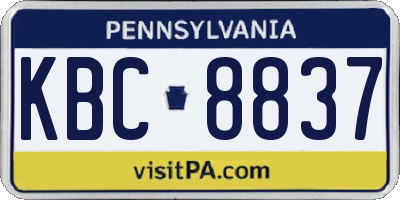 PA license plate KBC8837
