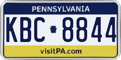 PA license plate KBC8844
