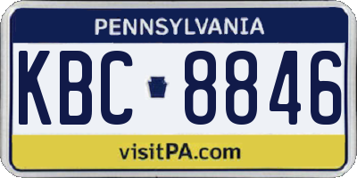 PA license plate KBC8846