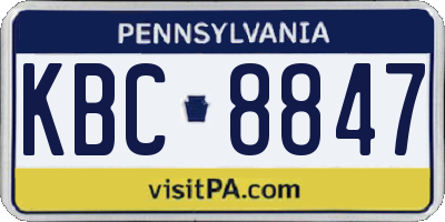 PA license plate KBC8847