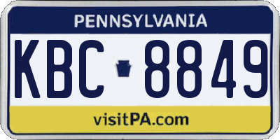 PA license plate KBC8849