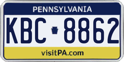 PA license plate KBC8862