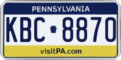 PA license plate KBC8870