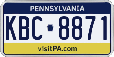 PA license plate KBC8871
