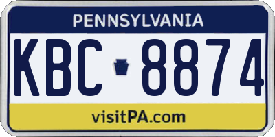 PA license plate KBC8874
