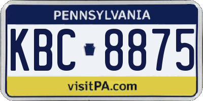 PA license plate KBC8875