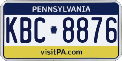 PA license plate KBC8876