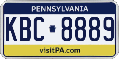 PA license plate KBC8889