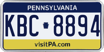 PA license plate KBC8894