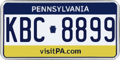 PA license plate KBC8899