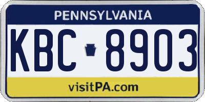 PA license plate KBC8903