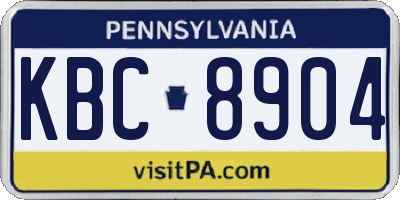 PA license plate KBC8904