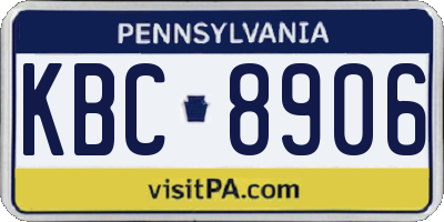 PA license plate KBC8906