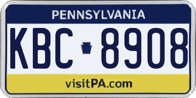 PA license plate KBC8908