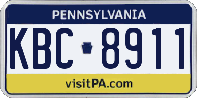 PA license plate KBC8911
