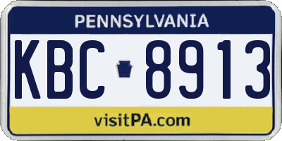 PA license plate KBC8913
