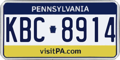 PA license plate KBC8914