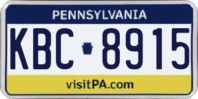 PA license plate KBC8915