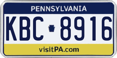 PA license plate KBC8916