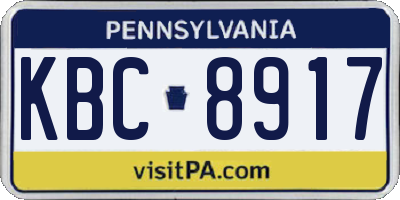 PA license plate KBC8917
