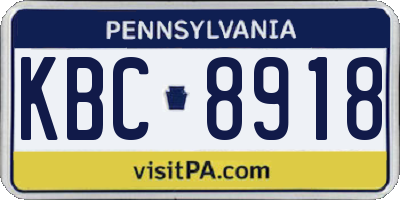PA license plate KBC8918