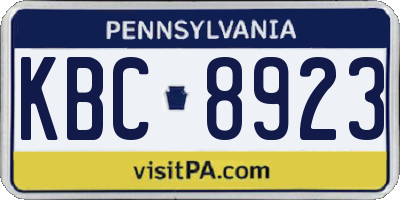 PA license plate KBC8923