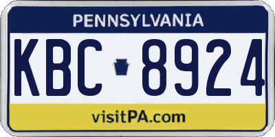 PA license plate KBC8924