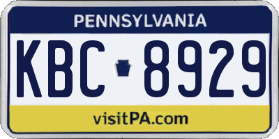 PA license plate KBC8929