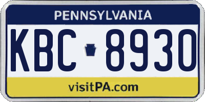 PA license plate KBC8930