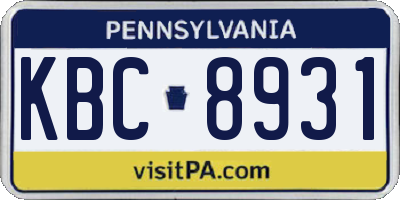 PA license plate KBC8931