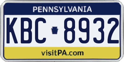 PA license plate KBC8932