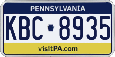 PA license plate KBC8935
