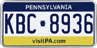 PA license plate KBC8936