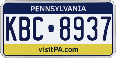 PA license plate KBC8937