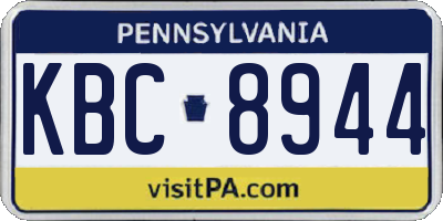 PA license plate KBC8944