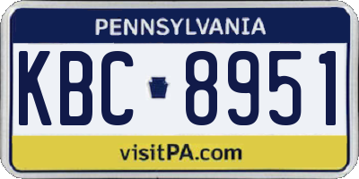 PA license plate KBC8951