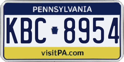 PA license plate KBC8954