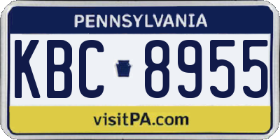 PA license plate KBC8955