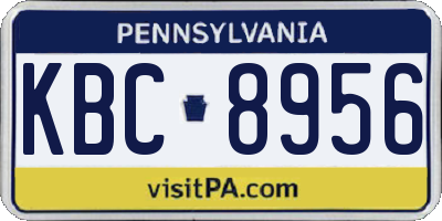 PA license plate KBC8956